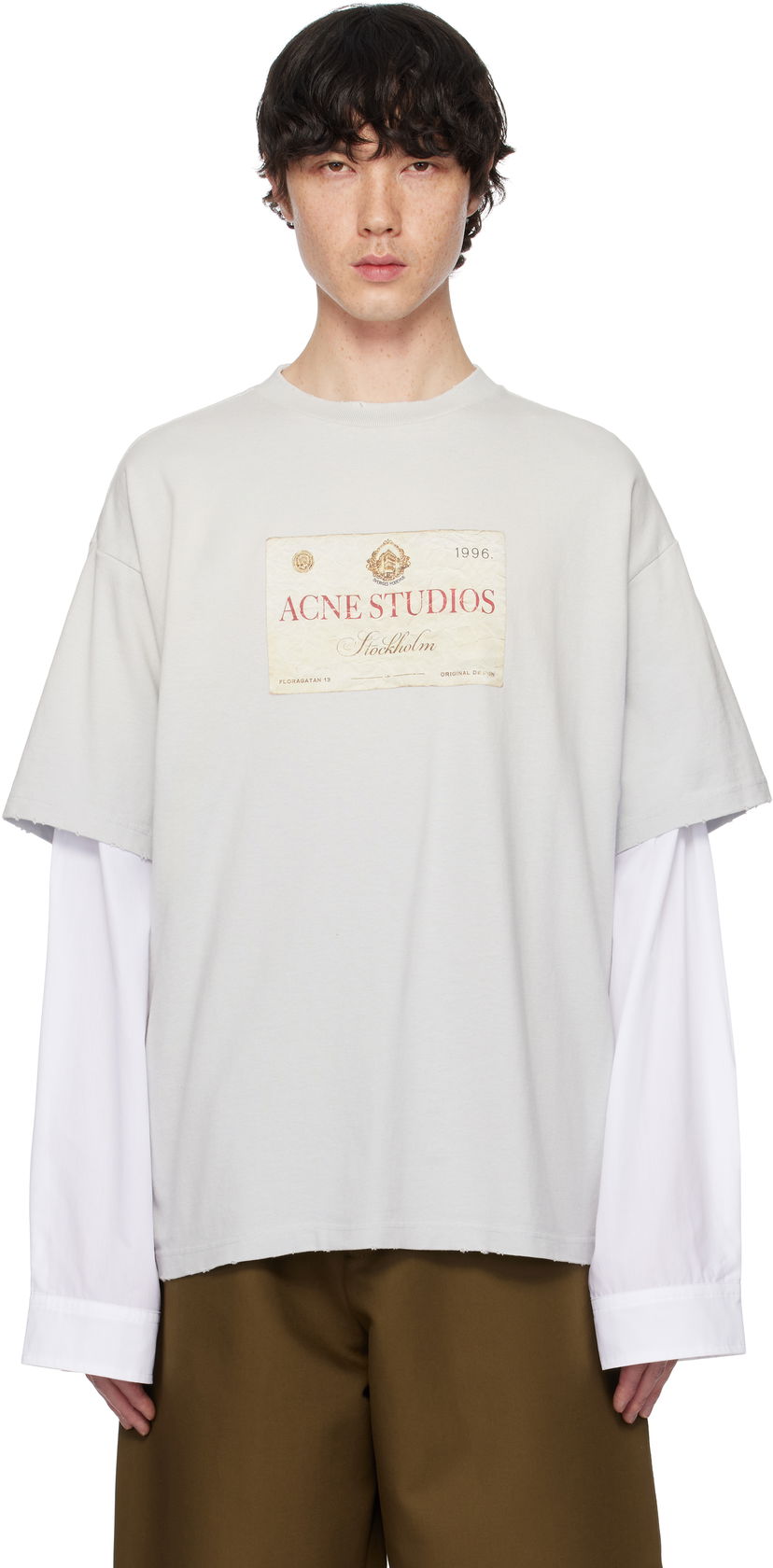 Majica Acne Studios Acne Studios Layered Print T-Shirt Siva | CL0322-
