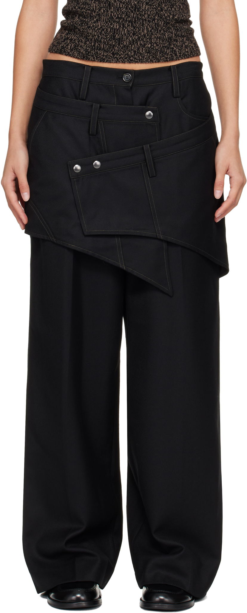 Hlače Andersson Bell Crossover Wrap Tailored Trousers Črna | apa862w
