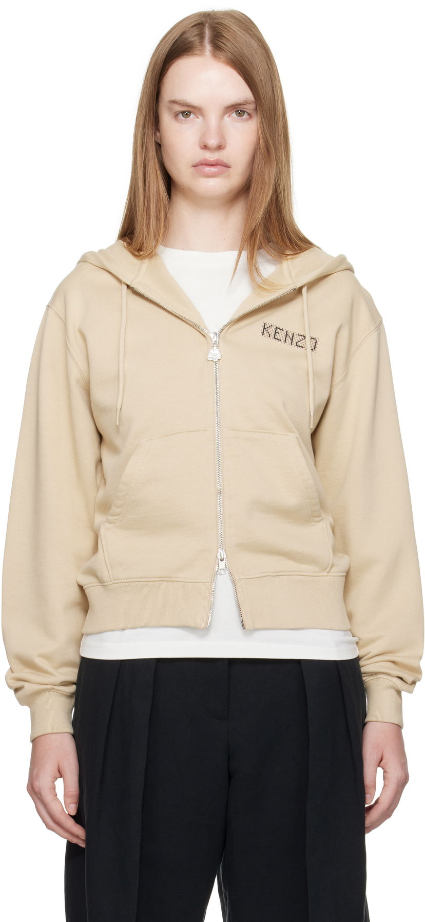Pulover KENZO Kenzo 'KENZO City' Zip-Up Hoodie Bež | FF62HO2514MF