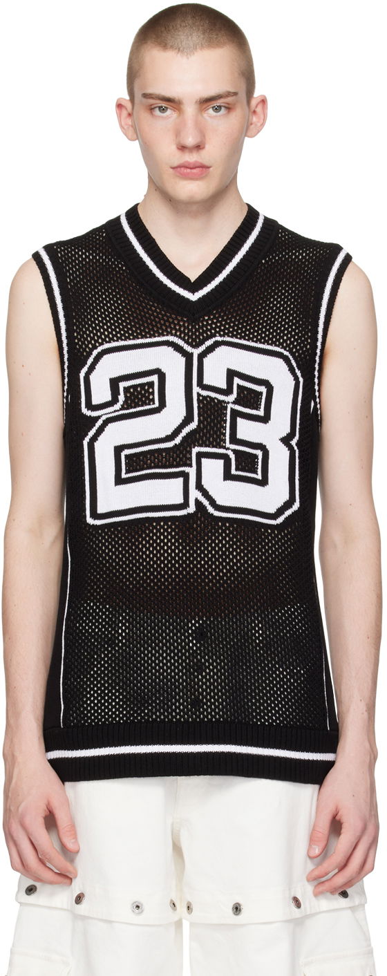 Majica brez rokavov Off-White Varsity Net Tank Top Črna | OMHZ018S24KNI0011001