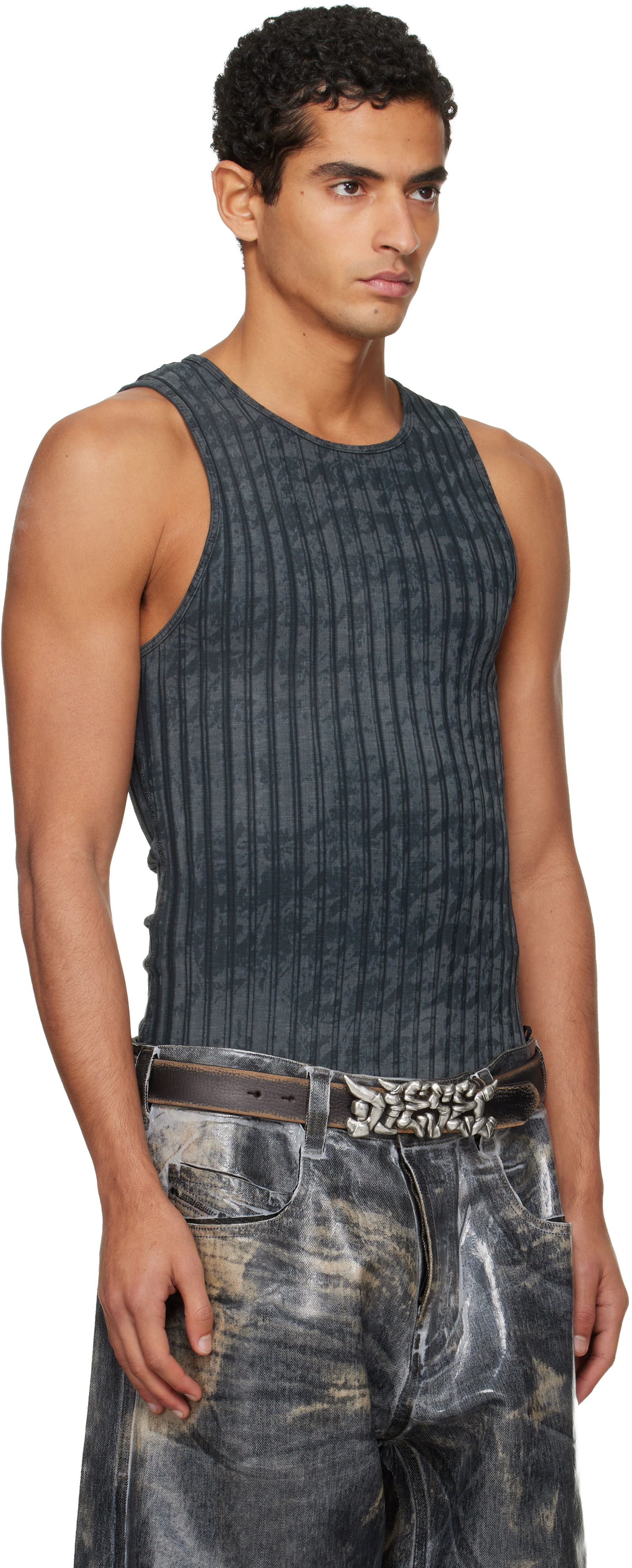 Majica brez rokavov Diesel Ribbed Distressed Tank Top Siva | A21587-0QKBU-02A, 1