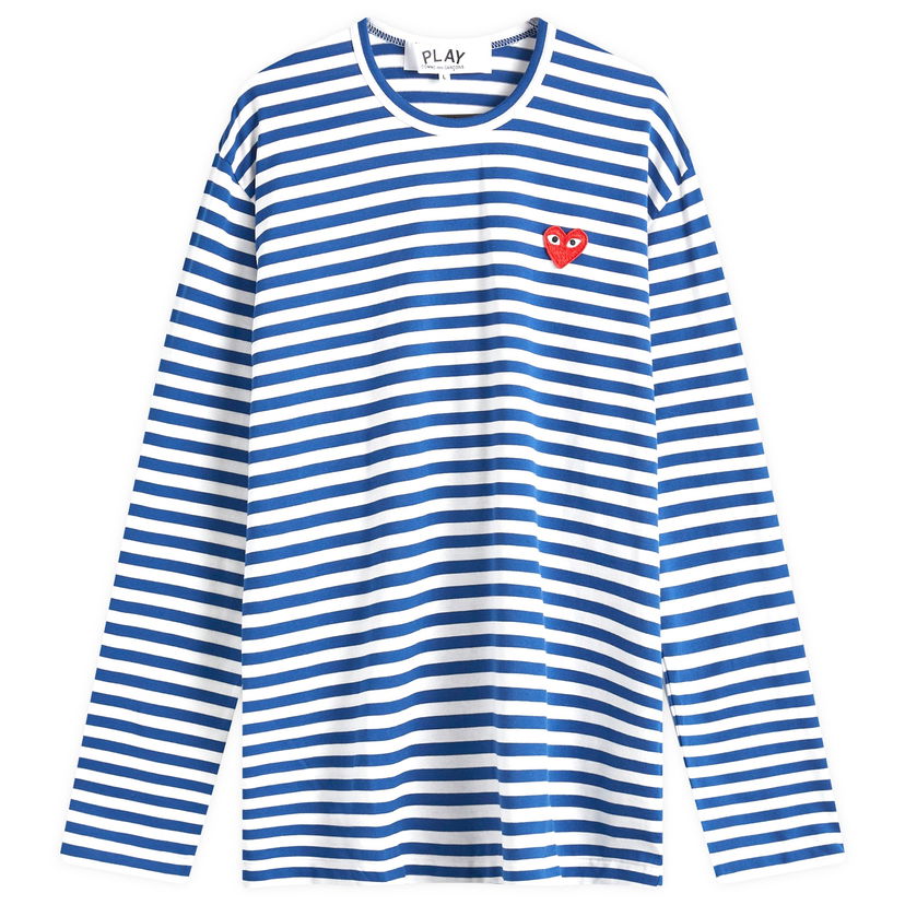 Majica Comme des Garçons Long Sleeve Striped T-Shirt With Logo Modra | AX-T164-051-2