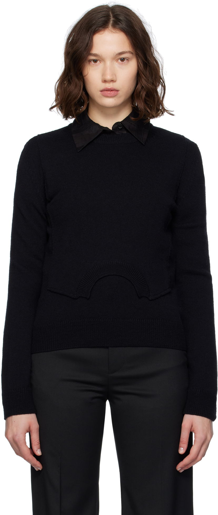 Pleteni pulover Maison Margiela MM6 Maison Margiela Wool Knit Sweater Črna | S52HL0044 M13139