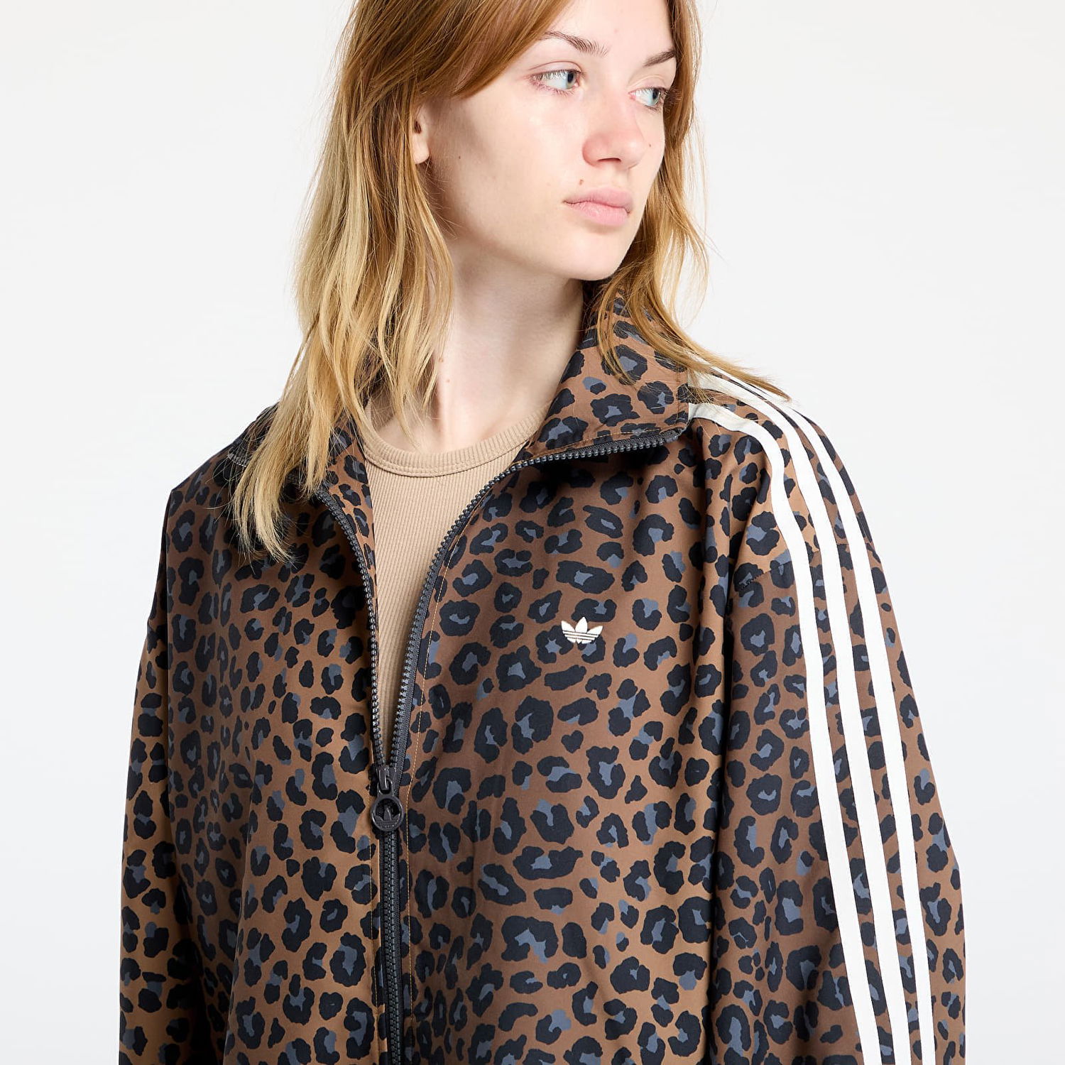 Jakna adidas Performance Leopard Firebird Oversized Track Jacket Rjava | JW7301, 1