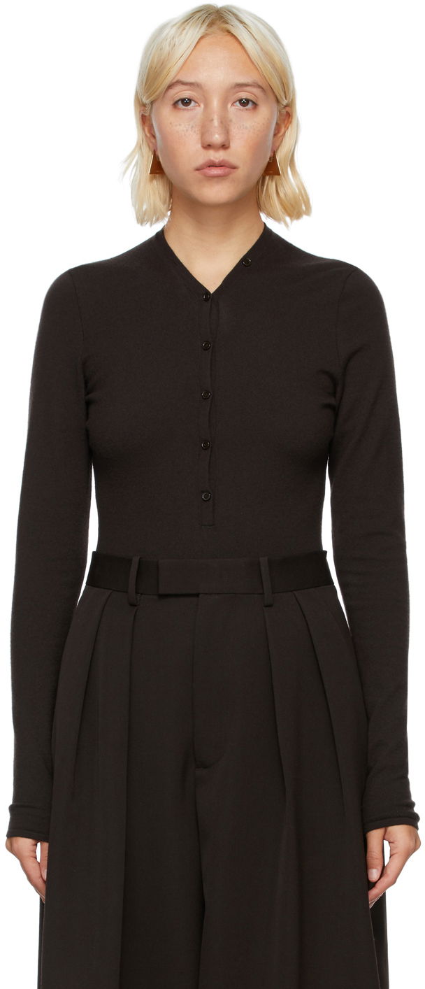 Bodi Bottega Veneta Cashmere V-Neck Bodysuit Črna | 648819 VKSE0