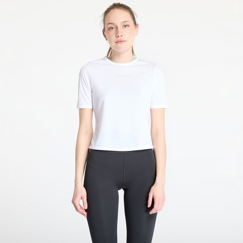 Krop-top CALVIN KLEIN Calvin Klein Sport Short Sleeve Tee Bela | LVGWS4K238 YAA