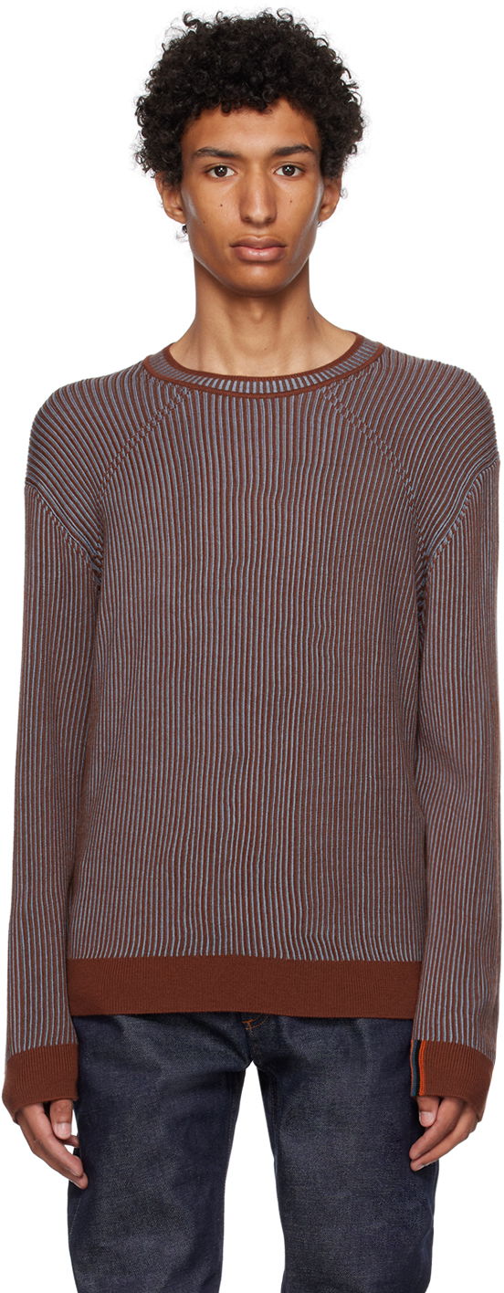 Pleteni pulover Paul Smith Paul Smith Crewneck Ribbed Knit Sweater Rjava | M1R-270Y-L02095