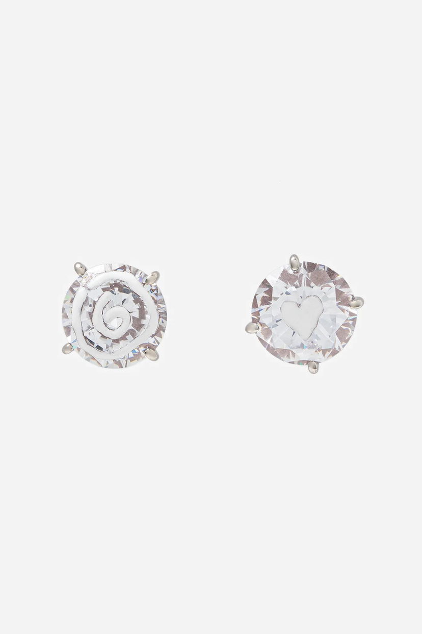 Uhani Maison Margiela MM6 Maison Margiela Stud Earrings with Spiral and Heart Design Bela | SM7VG0086.P8372.971