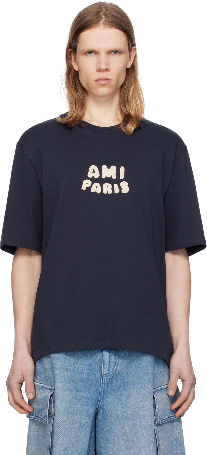 Majica AMI AMI Paris Cotton Patch T-Shirt Mornarica | UTS075.726