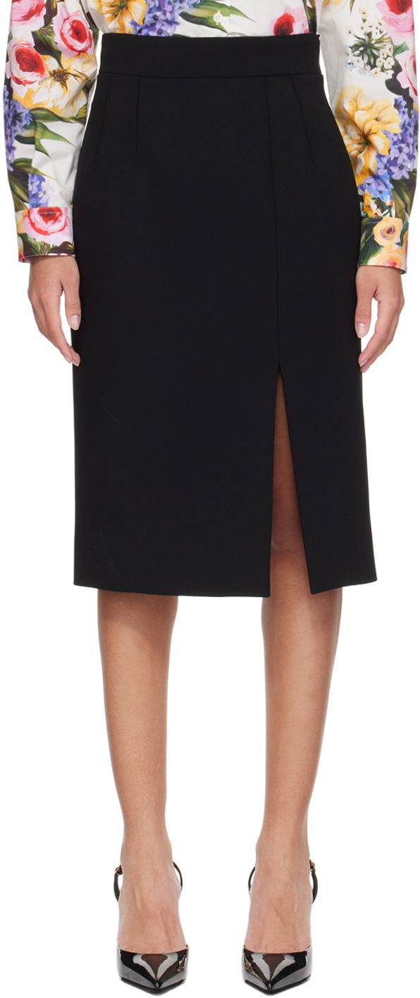 Krila Dolce & Gabbana Dolce&Gabbana Slit Midi Skirt Črna | F4CU7T FUBF1