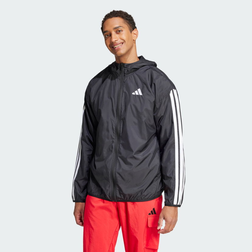 Vetrovka adidas Performance Black Windbreaker Jacket with White Stripes Črna | JE6325
