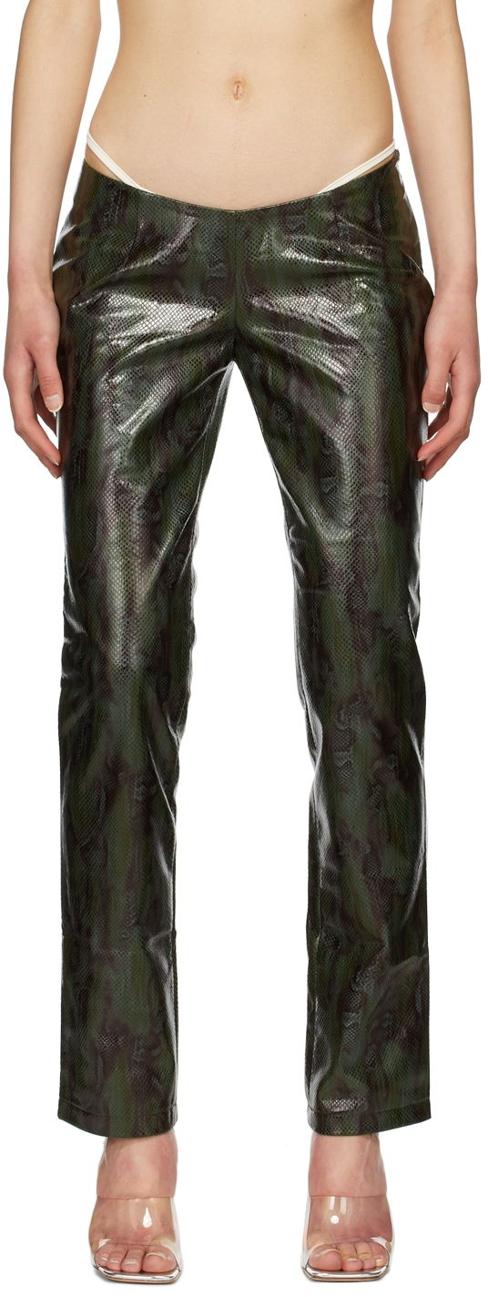Hlače Miaou Miaou Rex Faux-Leather Pants Zelena | 1021-CL-FPY-PU