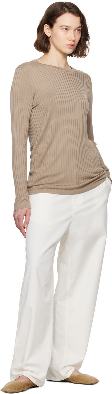 Pleteni pulover The Row The Row Keya Ribbed Knit Sweater Bež | 8970-Y913, 3