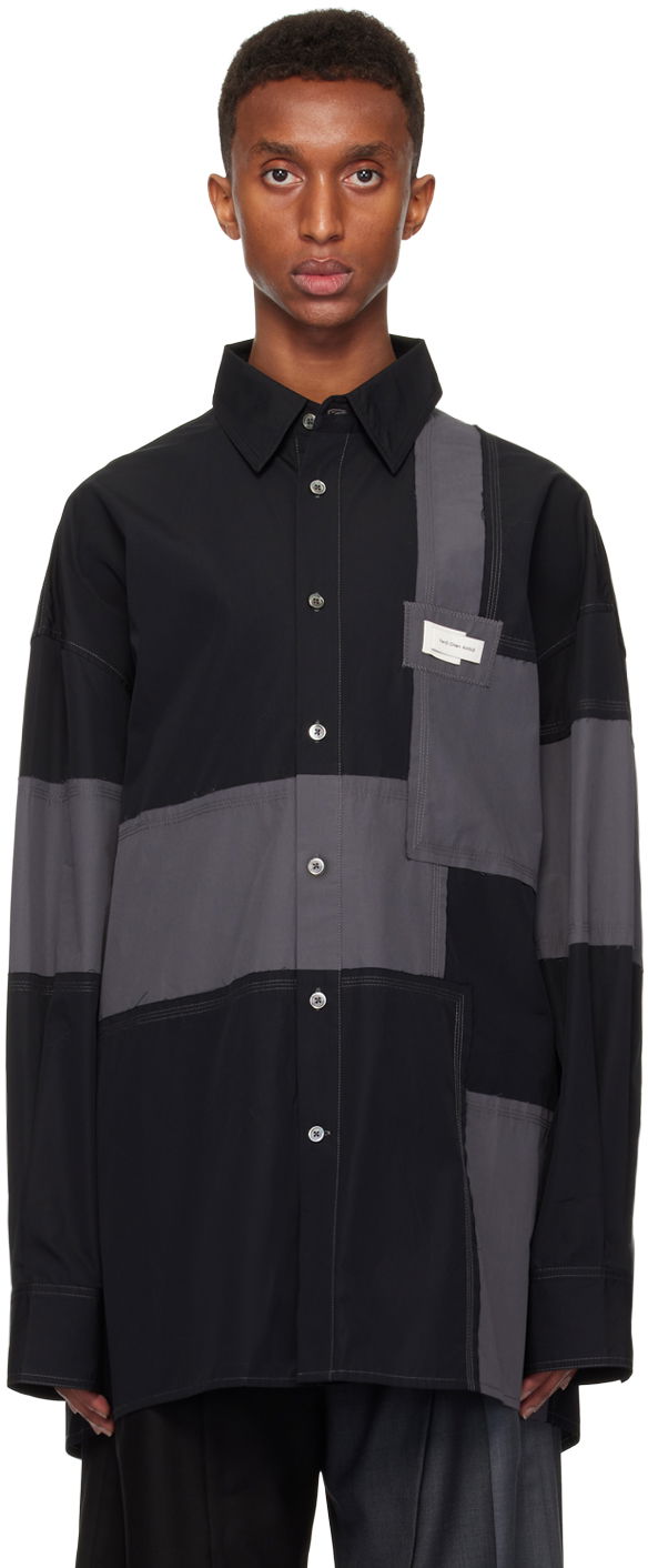 Srajce Feng Chen Wang Feng Chen Wang Deconstructed Patchwork Shirt Črna | FMF18SR02