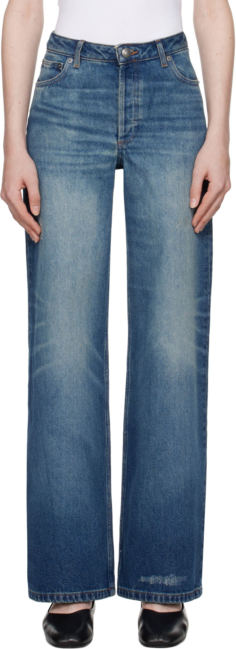 Kavbojke A.P.C. Elisabeth Wide-Leg Jeans Modra | COHFC-F09181