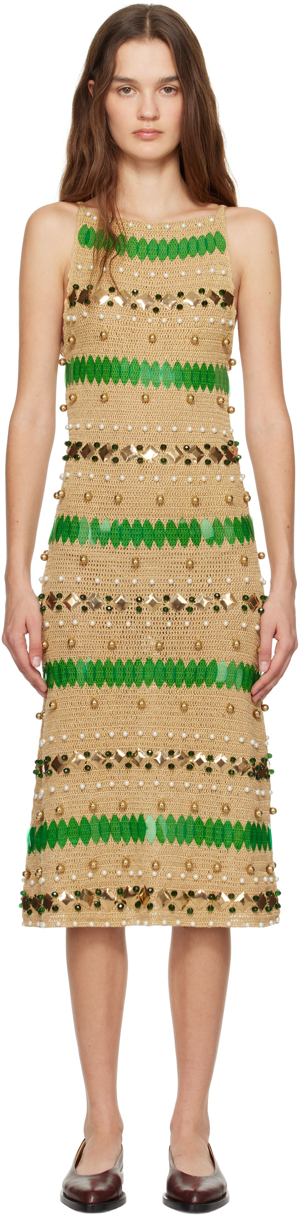 Obleke Bode Calypso Midi Dress Bež | WRF24KT010, 0