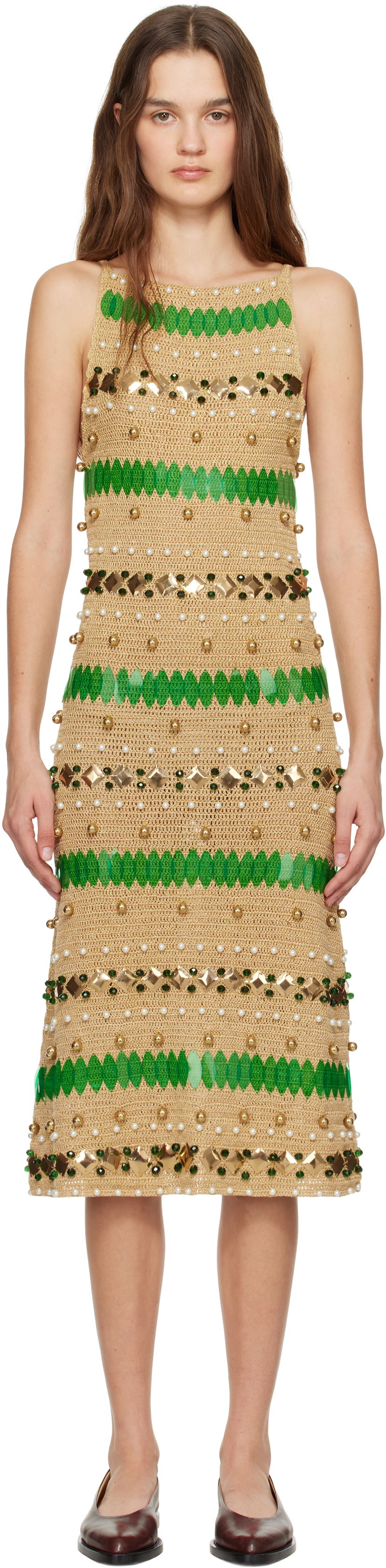 Obleke Bode Calypso Midi Dress Bež | WRF24KT010