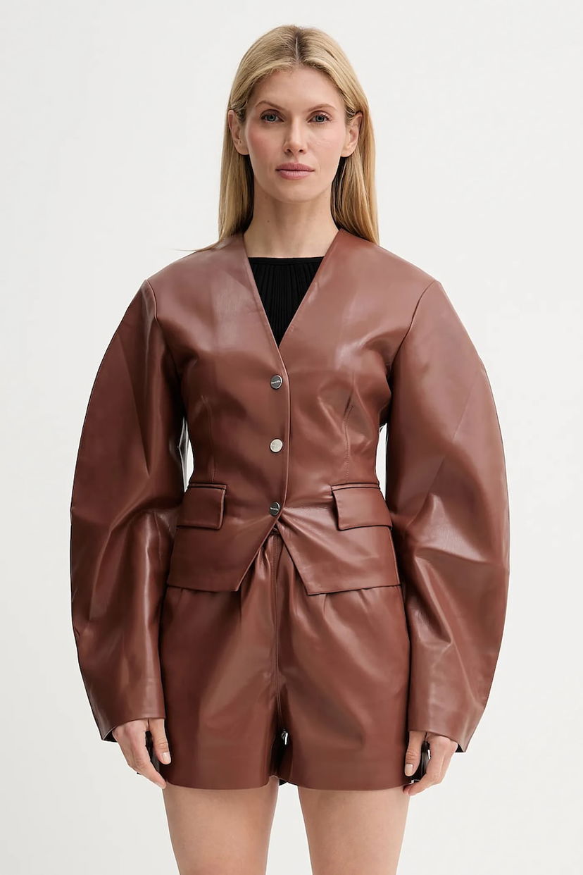 Jakna Nanushka Nanushka Kiyo Faux Leather Blazer and Shorts Set Rjava | NW25SSOW22075