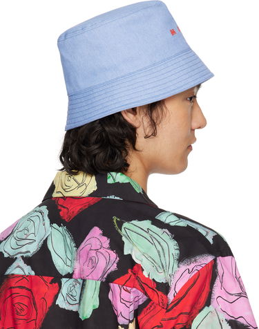 Klobuk Marni Marni Embroidered Logo Denim Bucket Hat Modra | CLZC0110S0 UTC476, 2