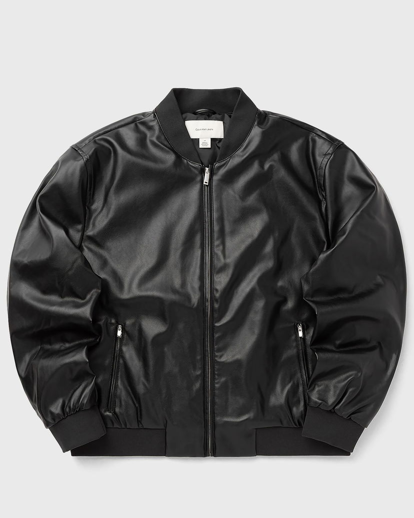 Bomber jakna CALVIN KLEIN D6 Faux Leather Bomber Jacket Črna | LV04RC407GUB1