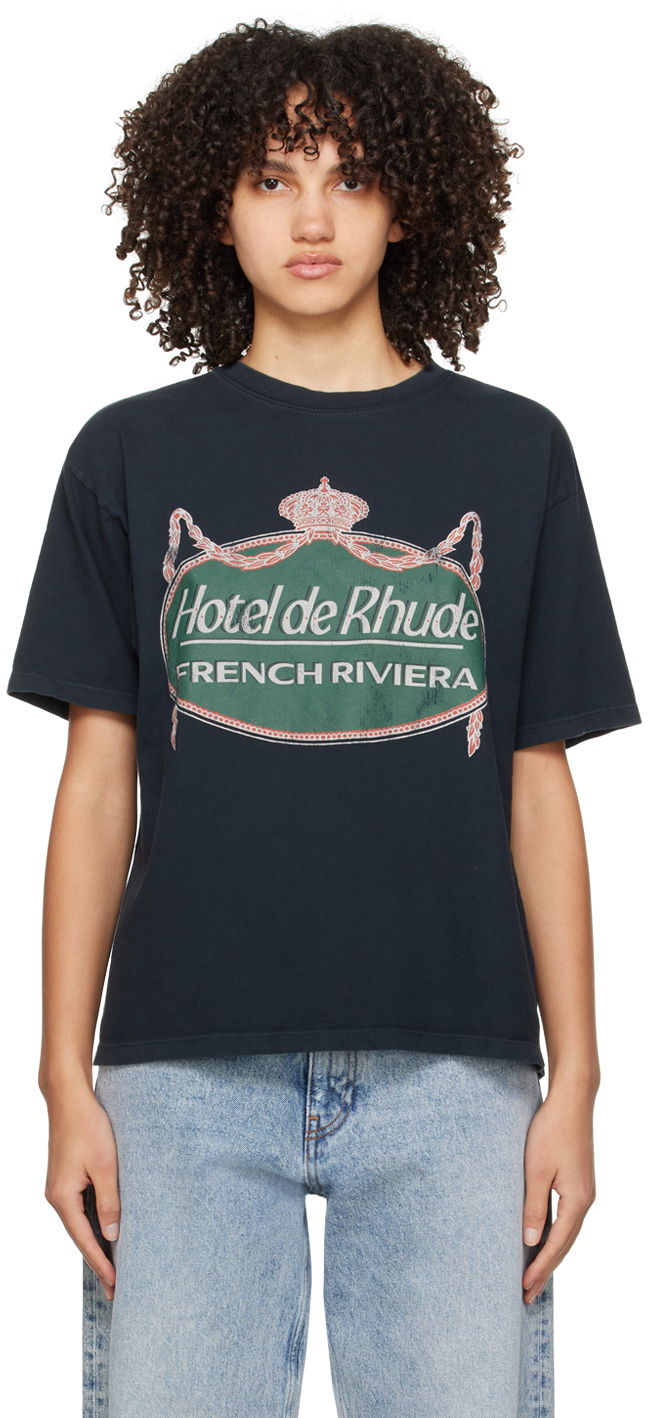 Majica Rhude Black 'Riviera' T-Shirt Črna | RHPS24TT09012610