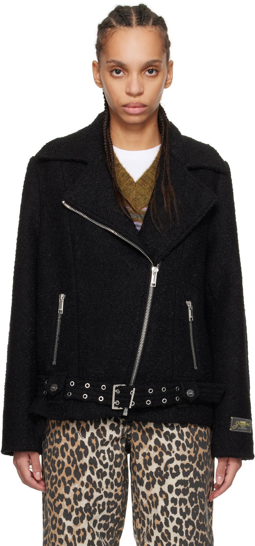 Jakna GANNI GANNI Textured Boucle Wool Jacket Črna | W0026