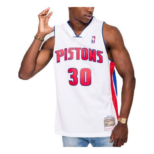Dres Mitchell & Ness Swingman Jersey Pistons 2003 Rasheed Wallace by Mitchell & Ness Bela | BA81MB-DPI-W-NO0