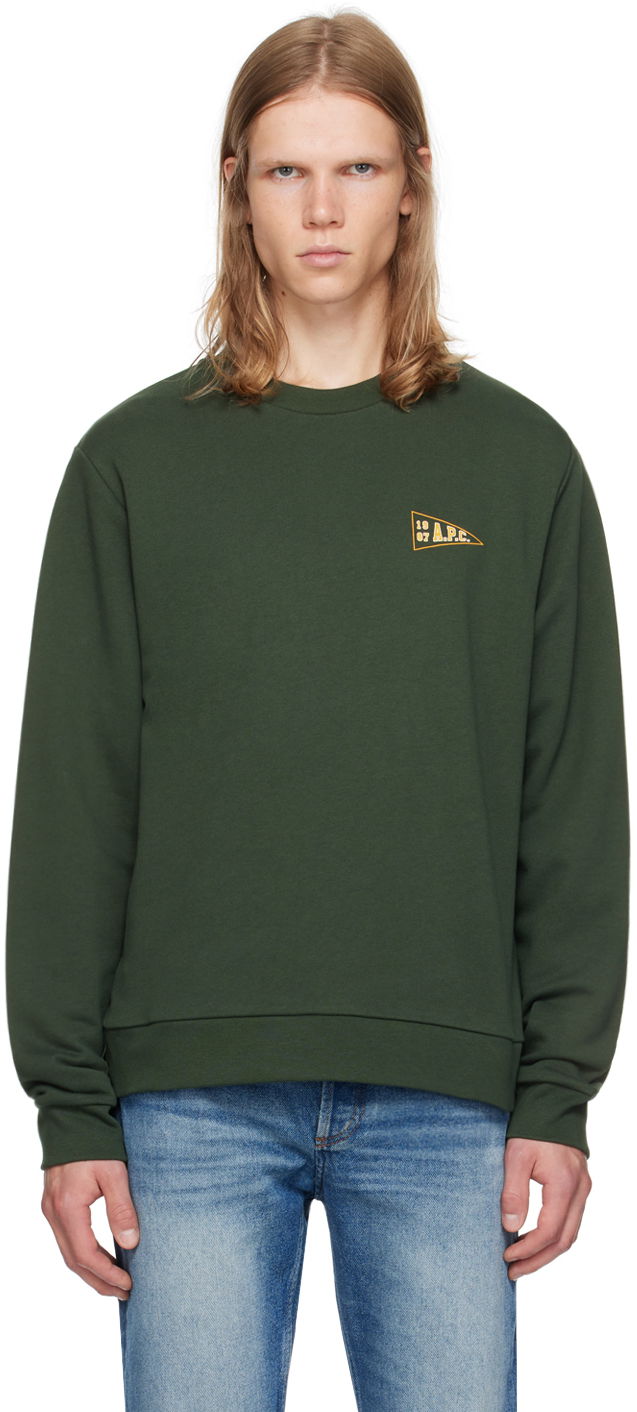 Majica A.P.C. Green Logo-Printed Sweatshirt Zelena | COHBY-M27946