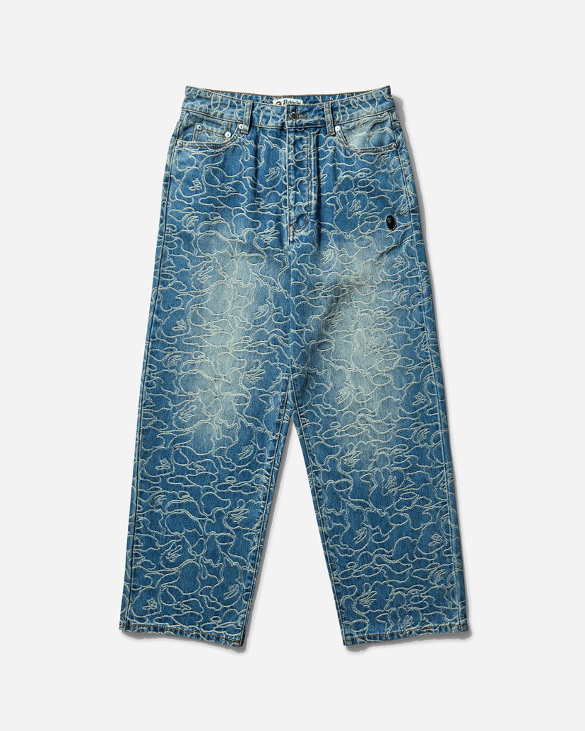 Kavbojke BAPE Line Camo Jacquard One Point Denim Pants Modra | 1L30150302 LIGHTINDI