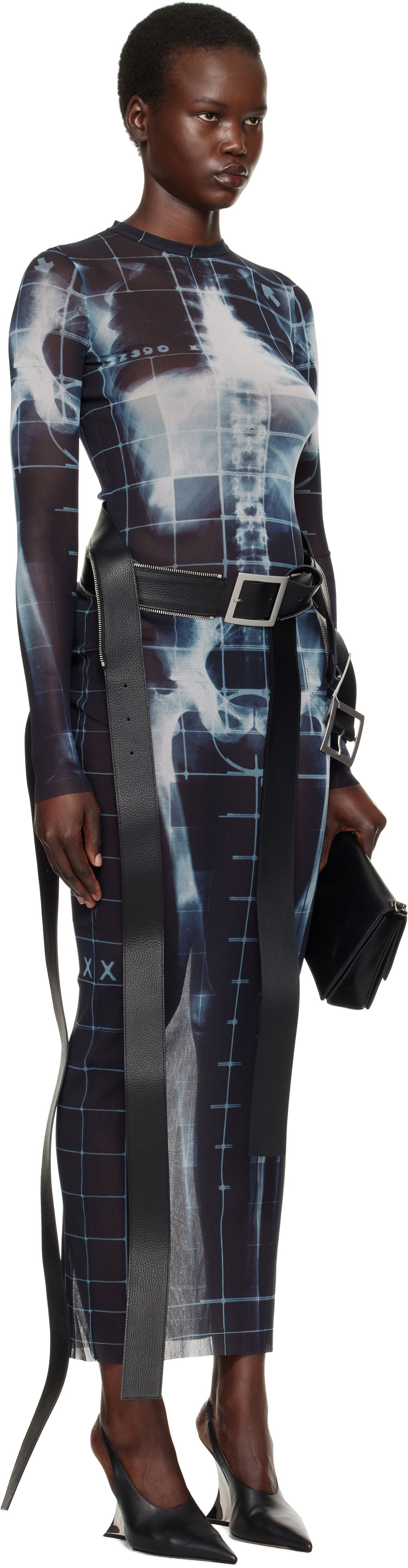Obleke Jean Paul Gaultier Jean Paul Gaultier 'The Squeletor' Mesh Maxi Dress Modra | 25/33-F-RO309-T580-005956, 1