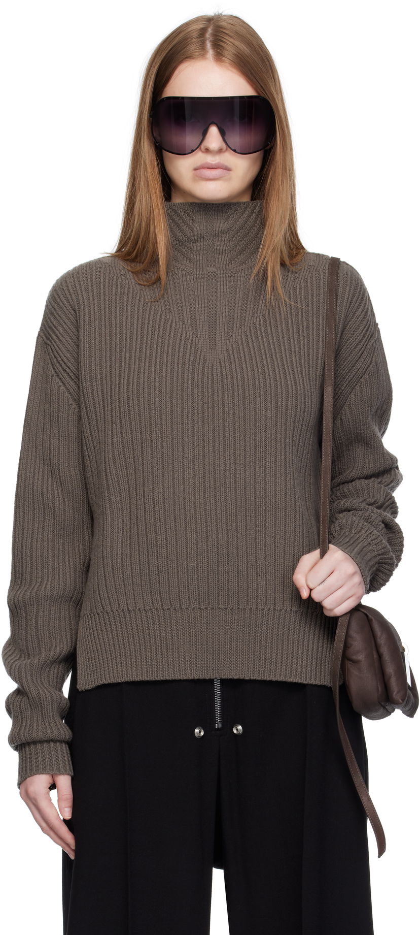 Pleteni pulover Rick Owens Rick Owens Concordians Fisherman Turtleneck Rjava | RP02E4648 KWV