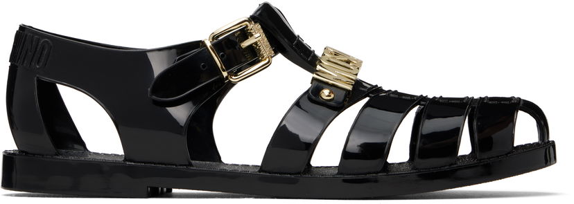 Modni dodatki Moschino Moschino Jelly Lettering Logo Sandals Črna | MA16501G1M M20 000
