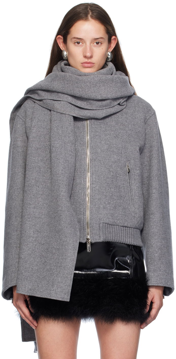 Bomber jakna Blumarine Felt Scarf Bomber Jacket Siva | A422S079A, 0