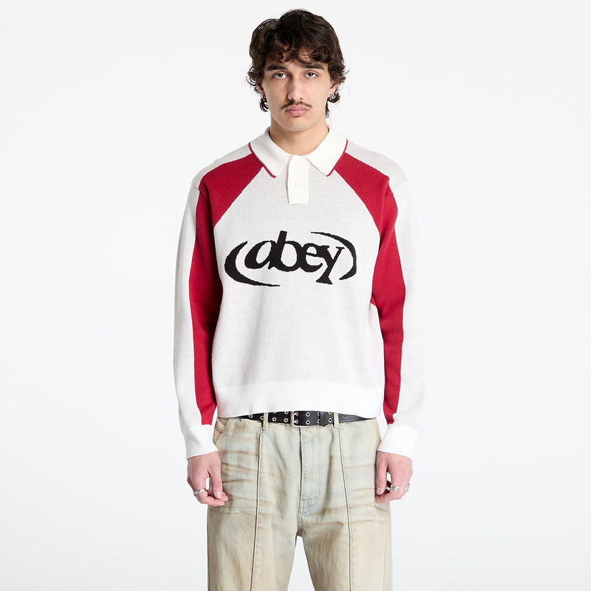 Pleteni pulover OBEY OBEY Soccer Polo Sweater Bela | 151000100-WTM