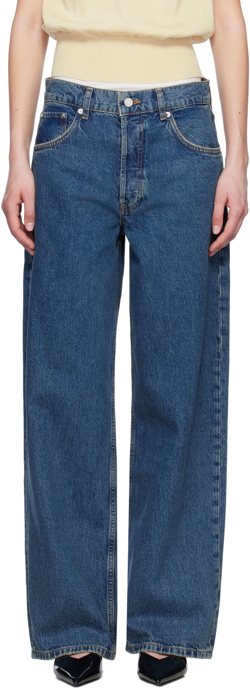 Kavbojke Anine Bing Anine Bing Manon Wide Leg Jeans Modra | A-06-10617-WHD47