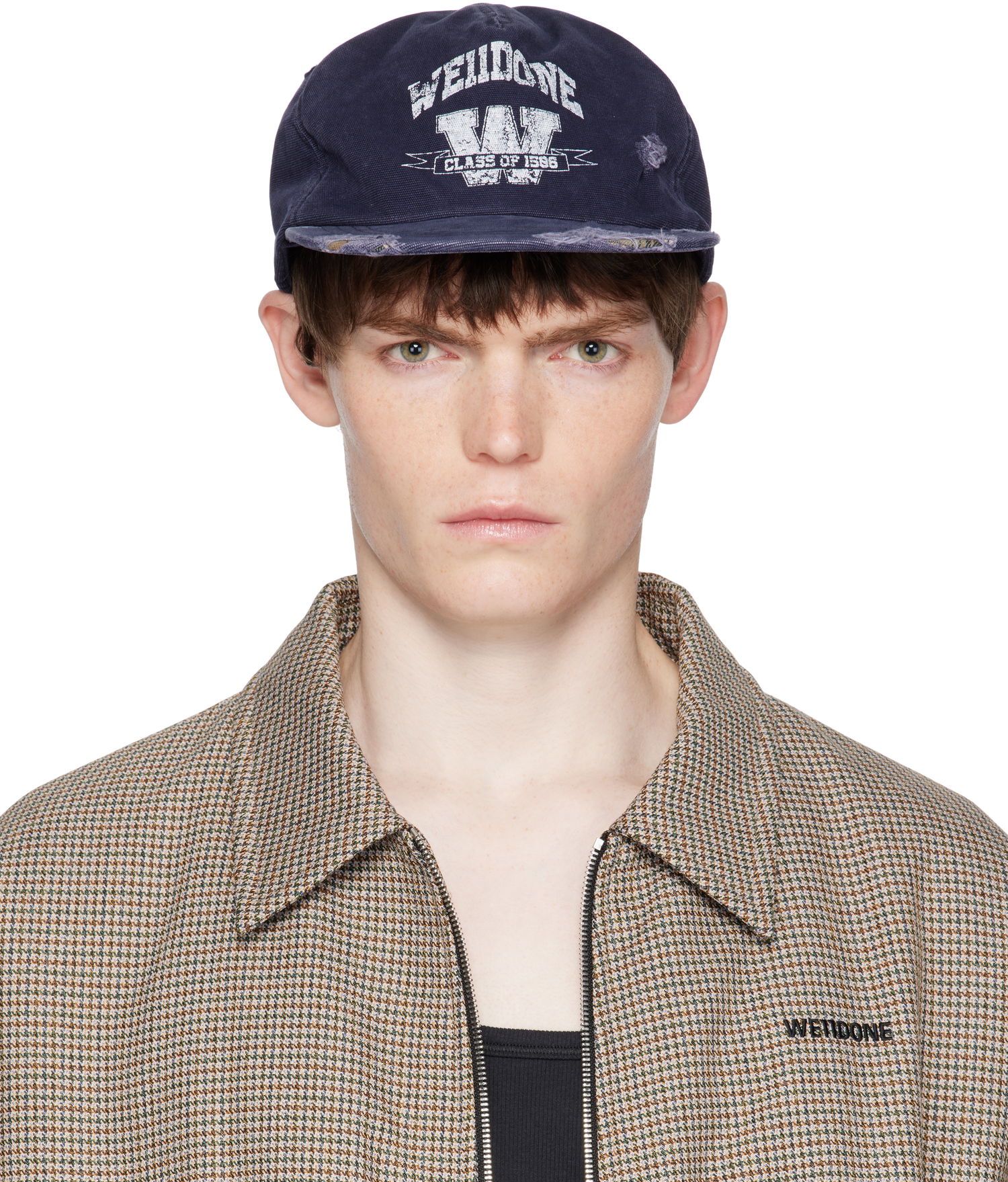 Kapa We11done We11done Distressed Collegiate Cap Mornarica | WD-AH2-25-407-U-NV, 0