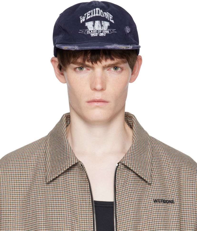 Kapa We11done We11done Distressed Collegiate Cap Mornarica | WD-AH2-25-407-U-NV