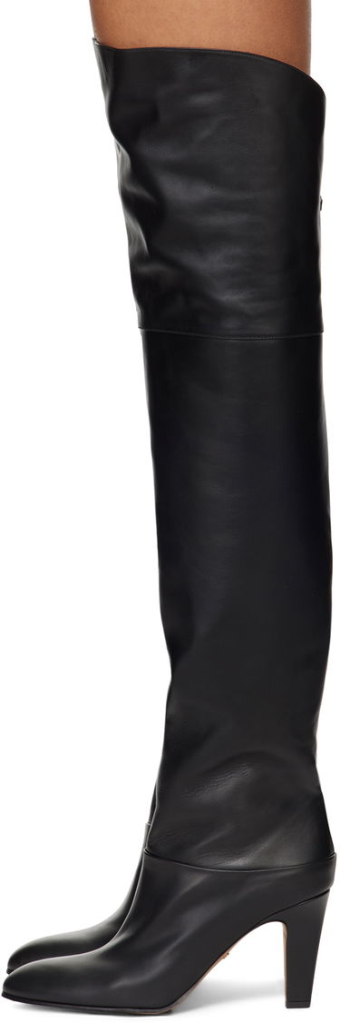 Nogavice CHLOÉ Chloé Eve Thigh-High Leather Boots Črna | CHC24A03PMF, 2