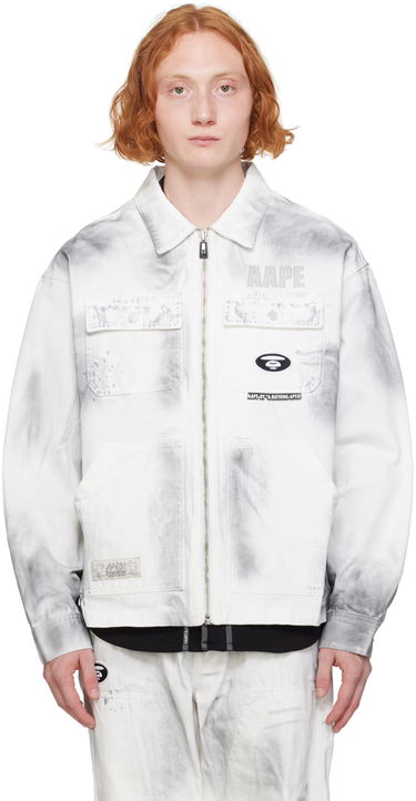 Jakna AAPE by A Bathing Ape AAPE by A Bathing Ape Faded Denim Jacket Bela | AAPLJM7644XXMWHB, 0