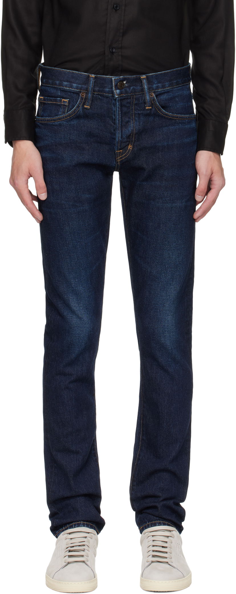 Kavbojke Tom Ford TOM FORD Stretch Twill Slim Fit Jeans Modra | DPS001-DMC073