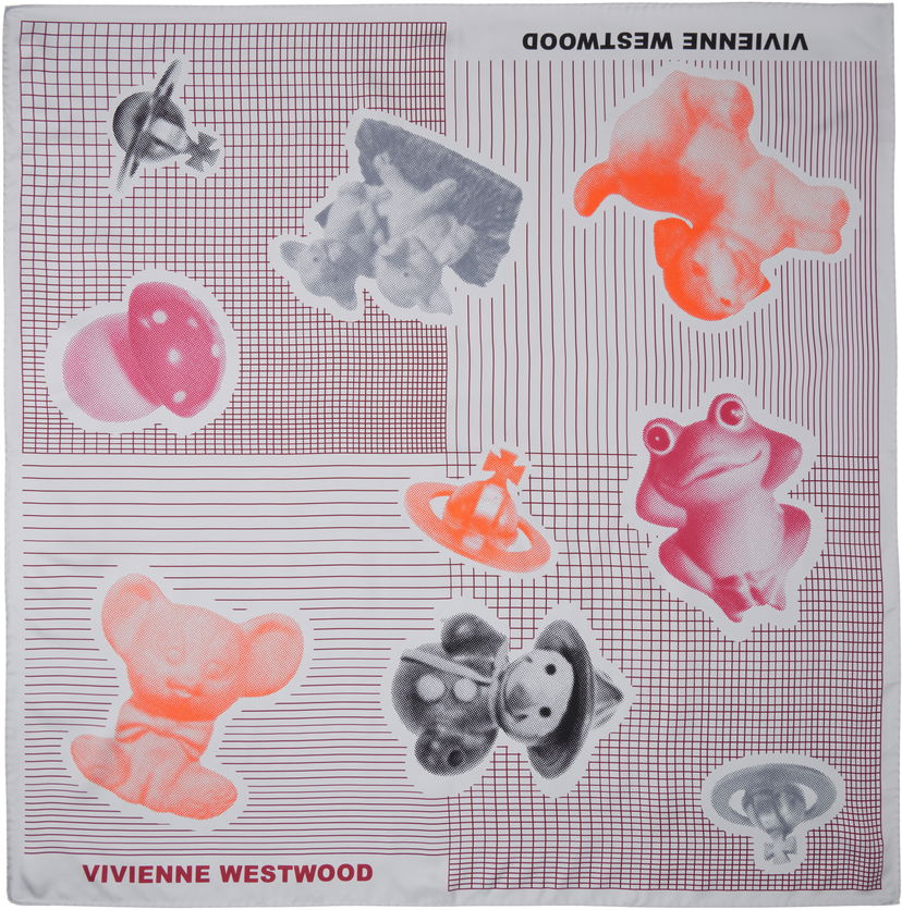 Šala Vivienne Westwood Vivienne Westwood Figurine Print Silk Twill Square Scarf Bela | 81030034-W014R-