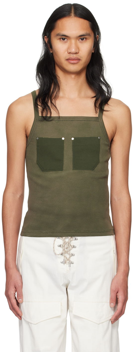 Majica brez rokavov Dion Lee Pocket Ribbed Tank Top Zelena | C3165PS24