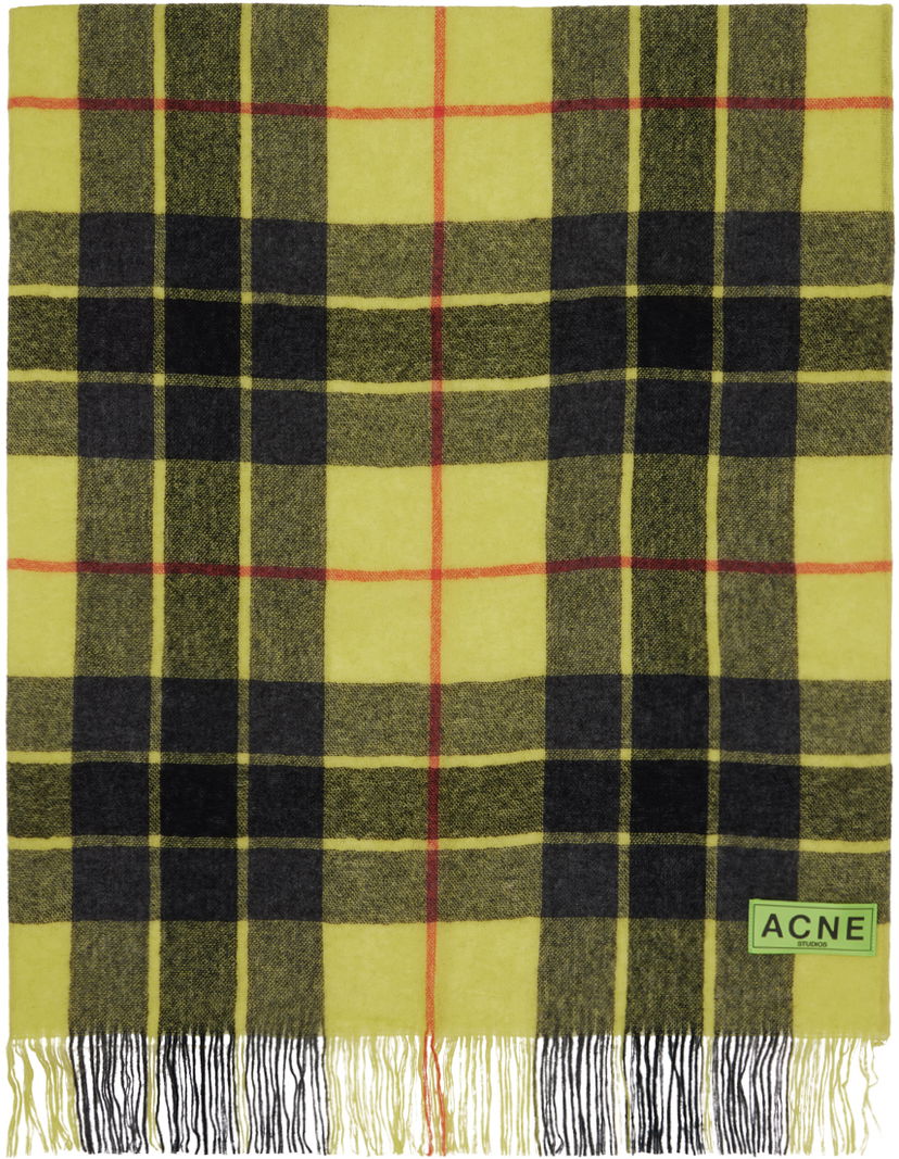 Šala Acne Studios Check Fringe Scarf Rumena | CA0312-