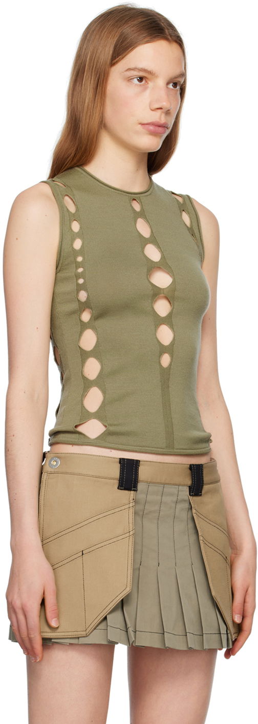 Majica brez rokavov Dion Lee Snake Diamond Cutout Tank Top Zelena | C7213P23, 1