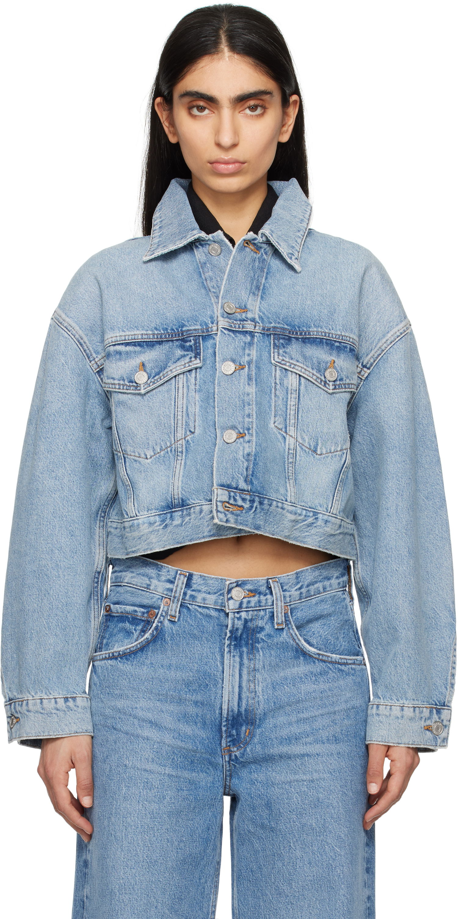 Kavbojke AGOLDE AGOLDE Palmer Cropped Denim Jacket Modra | A5047-1601, 0