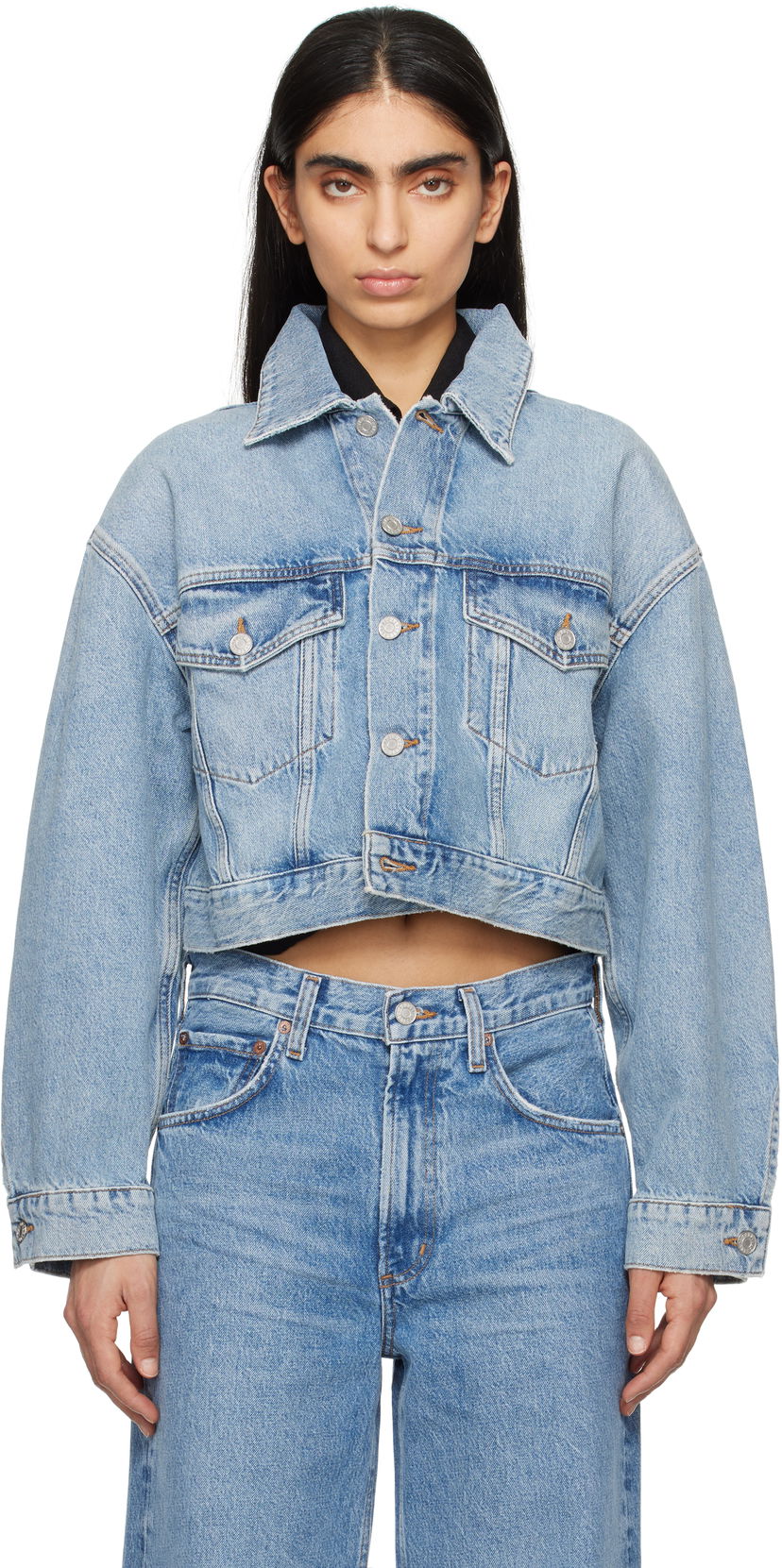 Kavbojke AGOLDE AGOLDE Palmer Cropped Denim Jacket Modra | A5047-1601