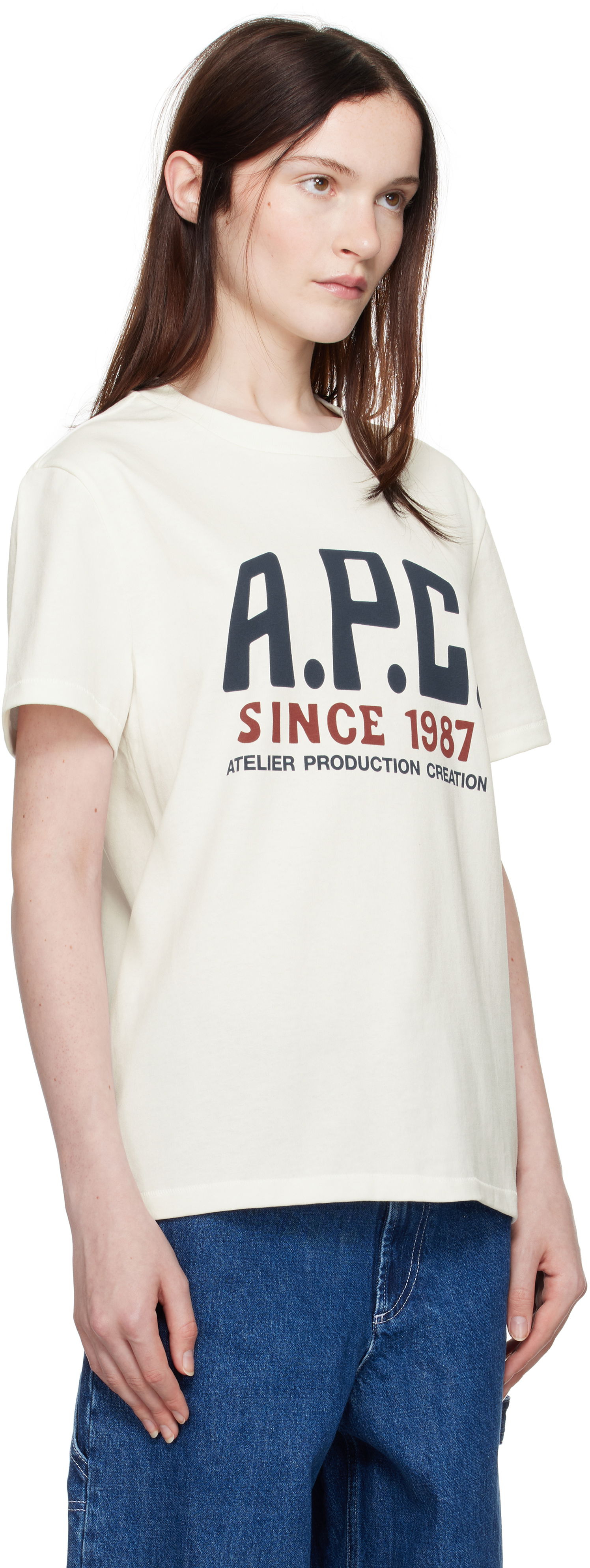 Majica A.P.C. Print Label T-Shirt Bela | COHBU-M26442, 1