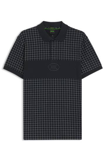 Polo majica BOSS Regular Fit Checked Pima Cotton Polo Shirt Črna | 50544478