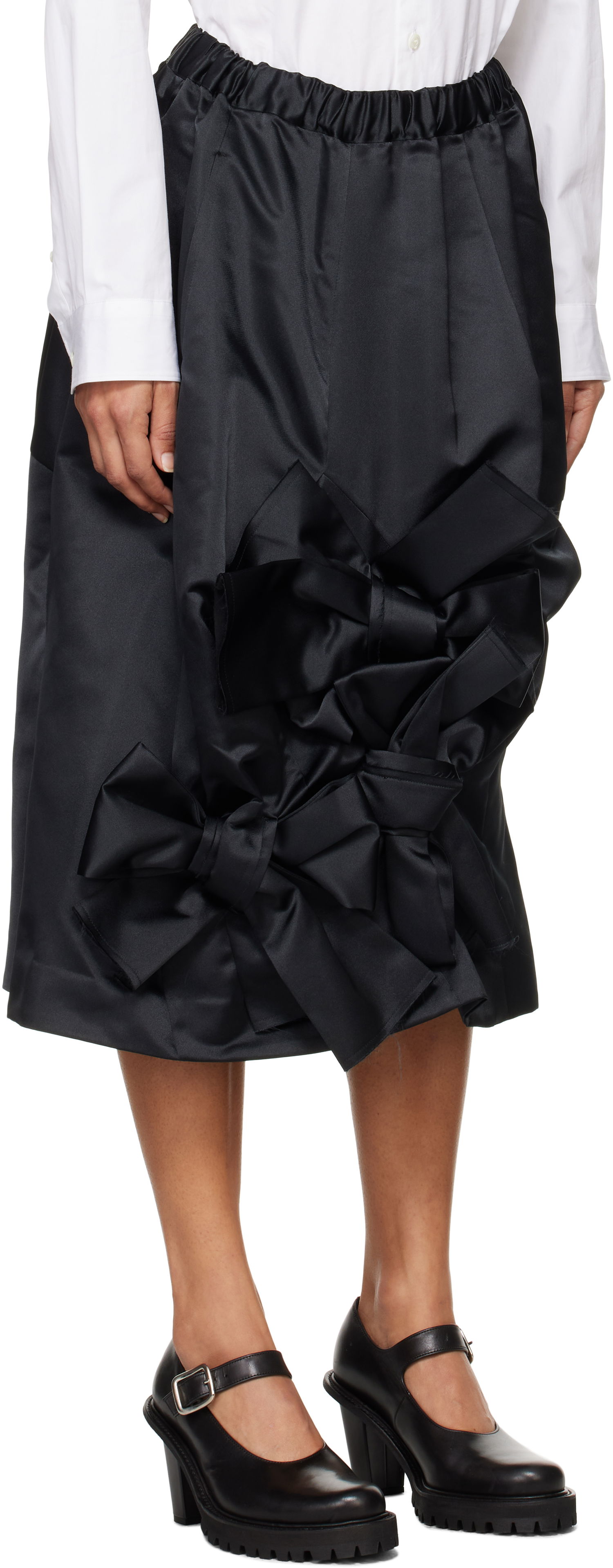 Krila Comme des Garçons Comme des Garçons Satin Midi Skirt with Bow Detail Črna | GN-S016-051, 1