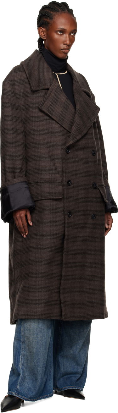 Plašči Maison Margiela MM6 Maison Margiela Checked Double-Breasted Coat Rjava | S52AA0190 M35472, 3